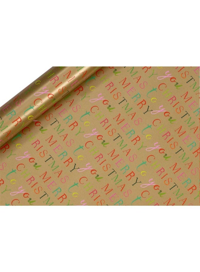 Glick Merry Christmas To You Gift Roll Wrap (4 m, Gold)